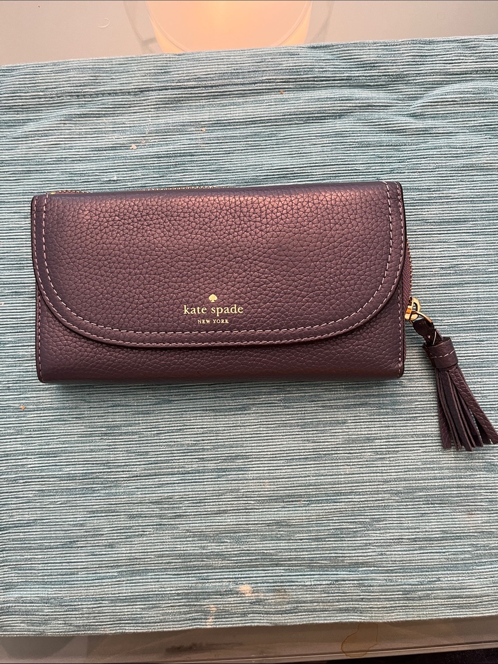 Kate Spade New York Navy Blue Pebbled Leather Wallet WLRU3107